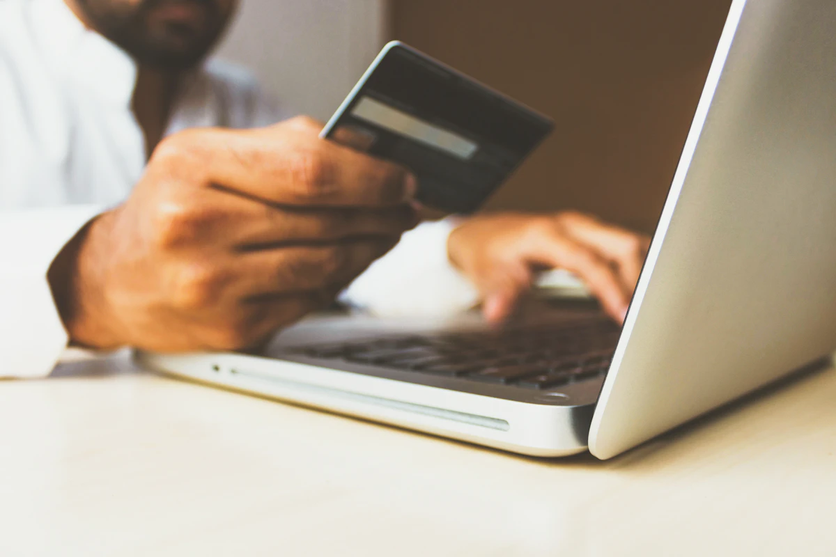 Card payment on a laptop